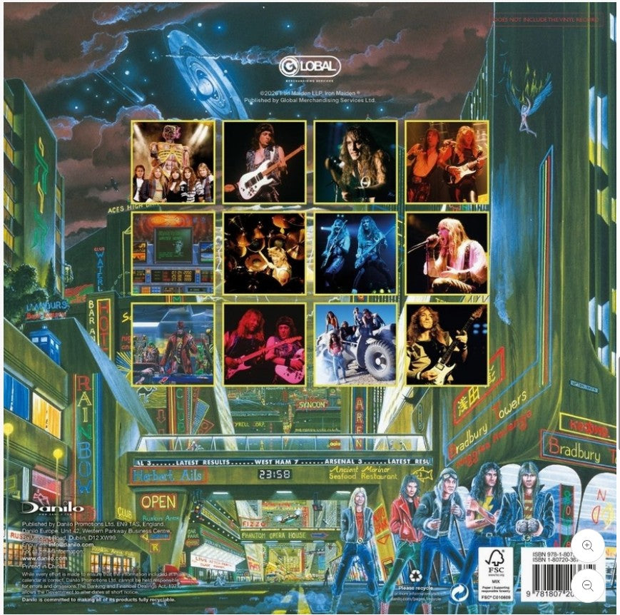 Iron Maiden 2027 Collector's Square Calendar featuring classic band artwork - Back
