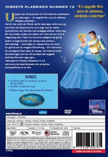 Askungen (Cinderella) - Disney Klassiker - Svenskt Tal! - DVD - Ny Inplastad