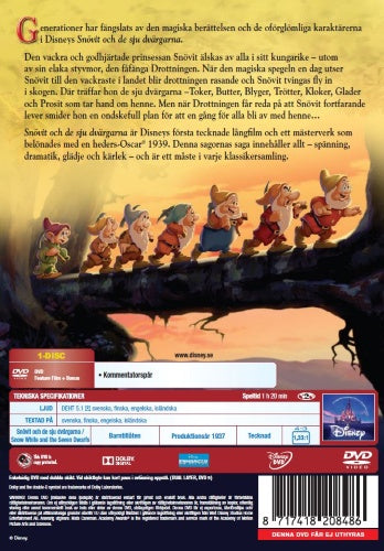 Snövit och De Sju Dvargerna - Disney Klassiker - Svenskt Tal! - DVD - Ny Inplastad