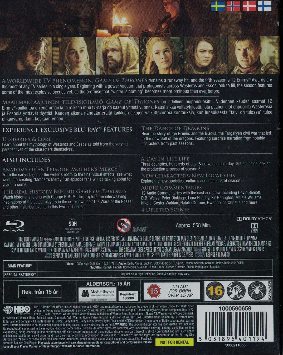 Game of Thrones / Säsong 5 / Blu-ray / Limited Edition / Ny + Inplastad
