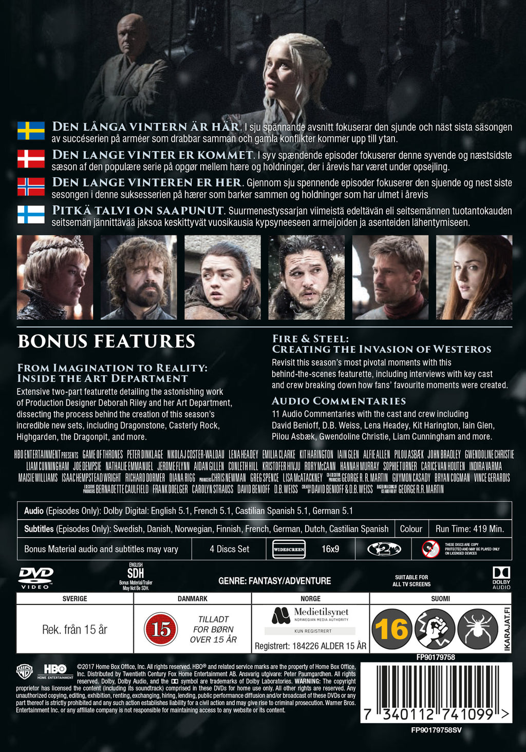 Game of Thrones Season 7 DVD, HBO - Back