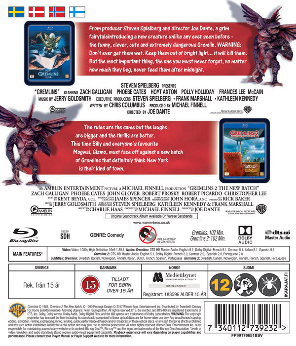 Gremlins Collection / Båda Gremlin Filmer / Blu-ray / Ny + Inplastad