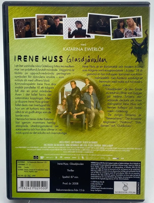 Irene Huss Glasdjävulen DVD med Angela Kovács, Reuben Sallmander och Lars Brandeby, ny och inplastad. Back