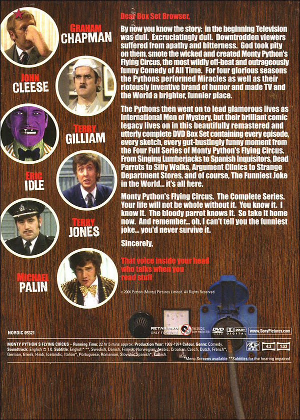 Monty Pythons Flying Circus / Hela TV Serien - Alla 4 säsonger / DVD / Ny och Inplastad