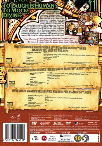 Monty Pythons Holy Trinity DVD. Life of Brian Meaning of Life The Holy Grail Graham Chapman John Cleese Terry Gilliam - Back